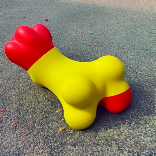 

This image shows a happy dog playing with a colorful toy shaped like a bone. The toy is made of durable material and has a bright, cheerful design. The dog is clearly enjoying the toy, and the image is a perfect illustration for an