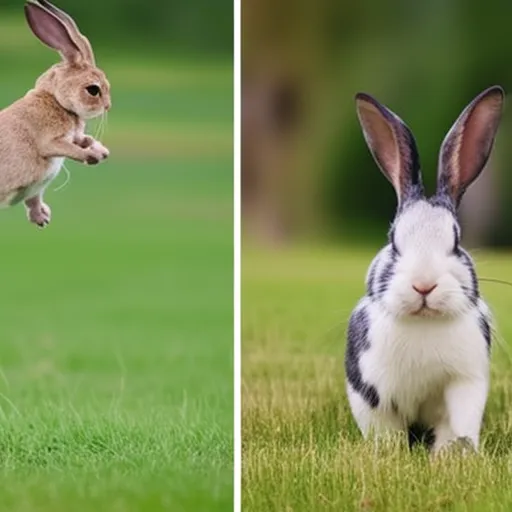 

The image shows a person and their pet rabbit hopping together in a grassy field. The person is smiling and the rabbit looks happy and content. The image conveys the joy and fun of spending time with your pet rabbit, suggesting that hopping