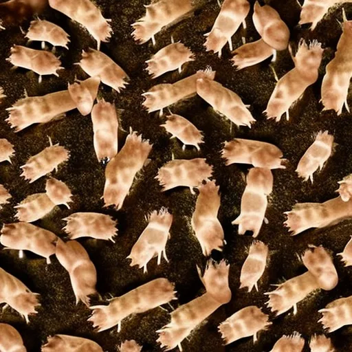 

The image shows a group of brown rats running together in a maze. The rats are running around the maze in a seemingly chaotic manner, illustrating the complex social lives of rodents.